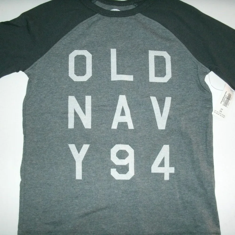 Old Navy Boys T-Shirt Long Sleeve Sleeve Raglan Gray Baseball 5T New